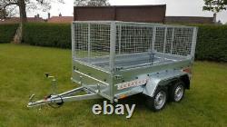 BRAND NEW MODEL 8.7x4.2 TWIN AXLE TRAILER WITH 80CM MESH AND TIPPING FEATURE 750