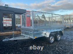BRAND NEW MODEL 8.7x4.2 TWIN AXLE TRAILER WITH 80CM MESH AND TIPPING FEATURE 750