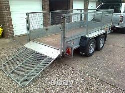 Bateson twin axle, braked trailer 3m x 1.5m 10ft x 5 ft mesh sides+tailgate ramp