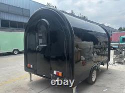 Black Mobile Catering Food Trailer Twin Axle Dual Hatch Stainless Interior