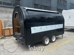 Black Mobile Catering Food Trailer Twin Axle Dual Hatch Stainless Interior