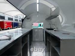Black Mobile Catering Food Trailer Twin Axle Dual Hatch Stainless Interior