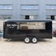 Black Rounded Twin Axle Catering Trailer Large Serving Hatch Wood Interior