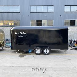 Black Rounded Twin Axle Catering Trailer Large Serving Hatch Wood Interior