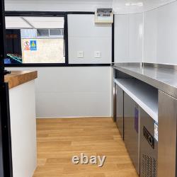 Black Rounded Twin Axle Catering Trailer Large Serving Hatch Wood Interior