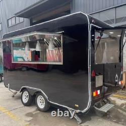 Black Twin Axle Catering Trailer Dual Hatches Stainless Interior Extractor Hood