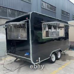 Black Twin Axle Catering Trailer Dual Hatches Stainless Interior Extractor Hood