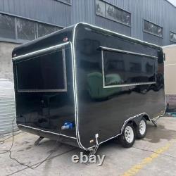 Black Twin Axle Catering Trailer Dual Hatches Stainless Interior Extractor Hood