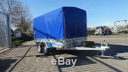 Box Car Trailer 10ft X 5ft Twin Axle Unbrakde 750kg Canvas Cover 5,2ft