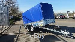 Box Car Trailer 10ft X 5ft Twin Axle Unbrakde 750kg Canvas Cover 5,2ft