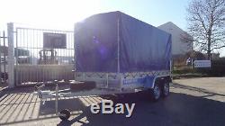 Box Car Trailer 10ft X 5ft Twin Axle Unbrakde 750kg Canvas Cover 5,2ft