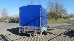 Box Car Trailer 10ft X 5ft Twin Axle Unbrakde 750kg Canvas Cover 5,2ft