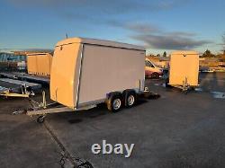 Box Trailer 12ft x 5ft, Twin Axle Car Trailer 3.6m x 1.5m 2700kg Tail Ramp &Door