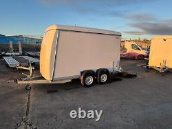 Box Trailer 12ft x 5ft, Twin Axle Car Trailer 3.6m x 1.5m 2700kg Tail Ramp &Door