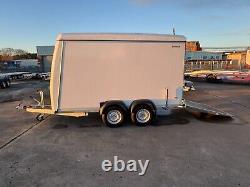 Box Trailer 12ft x 5ft, Twin Axle Car Trailer 3.6m x 1.5m 2700kg Tail Ramp &Door
