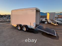 Box Trailer 12ft x 5ft, Twin Axle Car Trailer 3.6m x 1.5m 2700kg Tail Ramp &Door