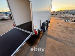 Box Trailer 12ft x 5ft, Twin Axle Car Trailer 3.6m x 1.5m 2700kg Tail Ramp &Door