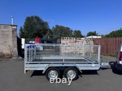 Brand New 10ft X 5,6ft Twin Axle Trailer With 60cm Mesh And Ramp 1500kg Braked