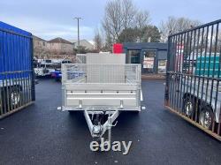 Brand New 10ft X 5ft Twin Axle Trailer With 40cm Mesh And Ramp 750kg Un Braked
