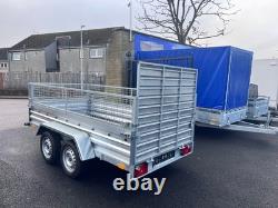 Brand New 10ft X 5ft Twin Axle Trailer With 40cm Mesh And Ramp 750kg Un Braked