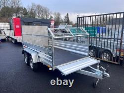 Brand New 10ft X 5ft Twin Axle Trailer With 40cm Mesh And Ramp 750kg Un Braked