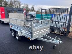 Brand New 10ft X 5ft Twin Axle Trailer With 40cm Mesh And Ramp 750kg Un Braked