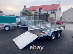 Brand New 10ft X 5ft Twin Axle Trailer With 40cm Mesh And Ramp 750kg Un Braked