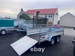 Brand New 10ft X 5ft Twin Axle Trailer With 40cm Mesh And Ramp 750kg Un Braked