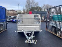 Brand New 10ft X 5ft Twin Axle Trailer With 40cm Mesh And Ramp 750kg Un Braked