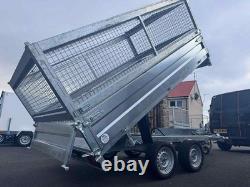 Brand New 10ft X 6ft Twin Axle 3 Way Electric Tipper Trailer With Mesh Sides And