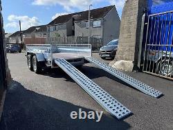 Brand New 10ft x 5ft Twin Axle Mini Digger Trailer Loading Ramps 2700KG Braked K