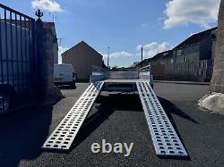 Brand New 10ft x 5ft Twin Axle Mini Digger Trailer Loading Ramps 2700KG Braked K