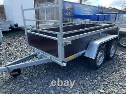 Brand New 8.2 Ft X 4.4 Ft Twin Axle Boro Trailer With Wooden Sides & Ladder Rack