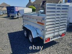 Brand New 8,7ft X 4,2ft Twin Axle Double Broadside Trailer With Ramp 750kg Un Br