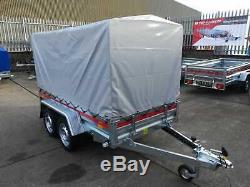 Brand New Twin Axle Car Trailer 263 cm x 125 cm 750 kg Removable Frame & Canopy