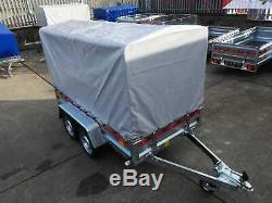 Brand New Twin Axle Car Trailer 263 cm x 125 cm 750 kg Removable Frame & Canopy
