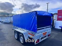 Brand new 8,4ft x 5ft twin axle braked trailer with canopy / cover 1300KG braked