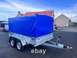 Brand new 8,4ft x 5ft twin axle braked trailer with canopy / cover 1300KG braked