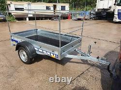 Brand new twin axle car box trailer with cage mesh 750kg 8'10x4'7 jockey wheel