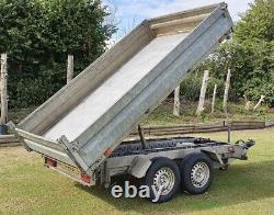 Brenderup Electric 3 way 3500kg tipper tipping Trailer Braked 8ft Ramps