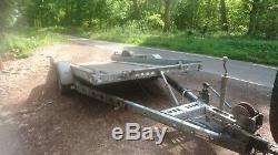 Brian james twin axle tilt bed vehicle recovery trailer, tows well, approx 2014