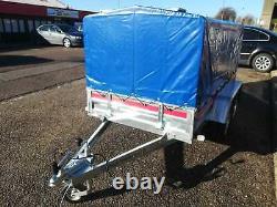 CAR TRAILER 8,7ft x 4,1ft TWIN AXLE CANVAS COVER BOX TRAILER 750KG BRAND NEW