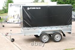 CAR TRAILER 8,7ft x 4ft TWIN AXLE AL-KO CANVAS COVER BOX TRAILER 750KG BRAND NEW
