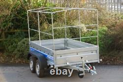 CAR TRAILER 8,7ft x 4ft TWIN AXLE AL-KO CANVAS COVER BOX TRAILER 750KG BRAND NEW