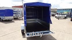 CAR TRAILER 8,7ft x 4ft TWIN AXLE AL-KO CANVAS COVER BOX TRAILER 750KG BRAND NEW
