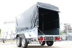 CAR TRAILER 8,7ft x 4ft TWIN AXLE ALKO CANVAS COVER BOX TRAILER 750KG BRAND NEW