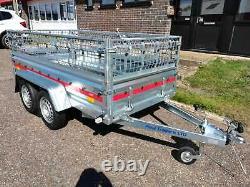 CAR TRAILER BRAND NEW TWIN AXLE 8'7 x 4'1 750 kg CAGED SIDES