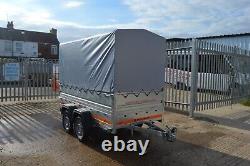 CAR TRAILER / TWIN AXLE / HIGH SIDES / CANOPY / 750GVW / 8.5ft x 4.1ft x 5.9ft