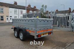 CAR TRAILER / TWIN AXLE / HIGH SIDES / SOFT TOP COVER / 750GVW / 8.5ft x 4.1ft