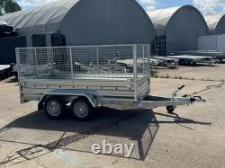 Cage Car Trailer 10x5 twin axle braked 1300kg 294cm x 143cm Mesh Trailer AL-KO
